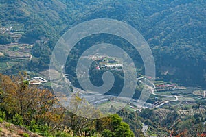 High angle view of country side landscape of Nantou