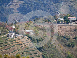 High angle view of country side landscape of Nantou