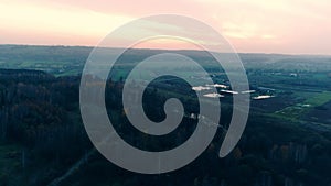 High angle view. Countryside. Forest.