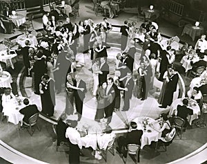 High angle view of couples dancing in nightclub