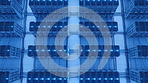 Data Center Servers Cloud Computing, IT Infrastructure, Blue Tone