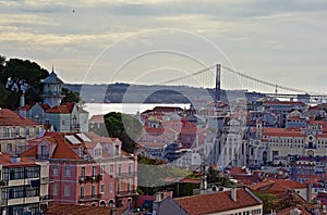 High angle view on downtown Lisbon, Portugal