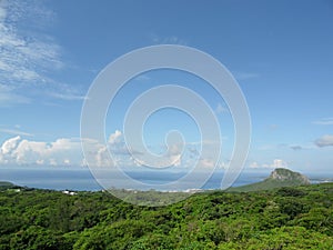 High angle view of the Frog Rock and nearby landsacpe of Kenting National Park