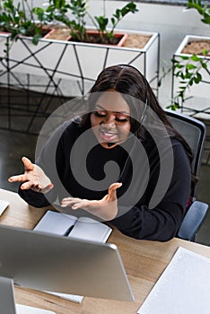 high angle view of happy african