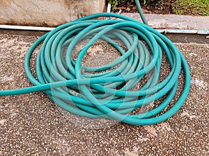 High angle view of hose in garden