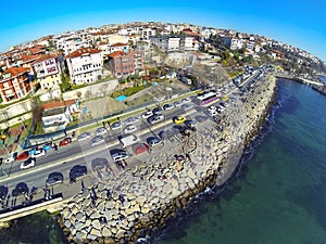 High angle view of Istanbul towards Harem coastline