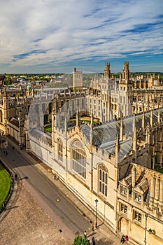 High angle view of King`s College Chapel, UK