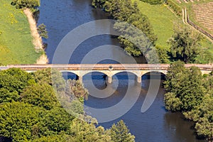 High angle view from the Lemberg of Luitpold bridge in Oberhausen Nahe