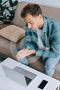 high angle view of man