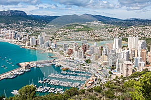 High angle view of the marina in Calpe, Alicante, Spain photo