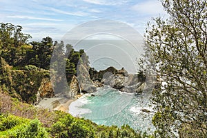 High angle view of McWay Falls, Big Sur, California