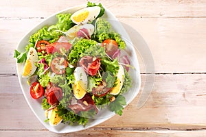 High Angle View of a Nutritious Salad with Egg photo