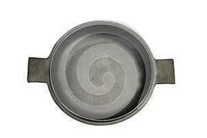 High Angle View On The Opened Cast Iron Pan Isolated