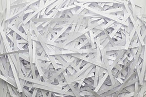 Pile Of Shredded White Paper Strips From Office Documents