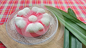 High angle view of putu ayu, a steamed coconut cupcake from Indonesia