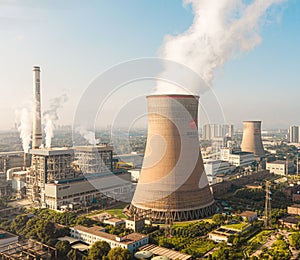 High-angle view of Qingshan power station in Wuhan, China