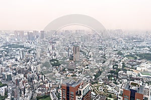 High angle view of residential buildings in Minato City, Tokyo, Japan