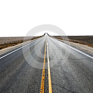 High Angle View of Road Isolated on White Background