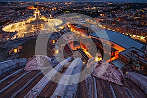 High angle view of Saint Peter& x27;s Square in Vatican City, Rome, Italy