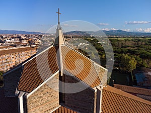 High angle view of the San Policarpo catholic church located in Rome