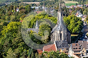 High angle view at the Schlosskirche in Meisenheim