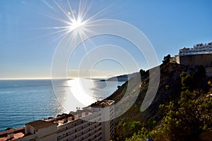 High Angle View Of Sea Against Sky During Sunset in AlmuÃ±Ã©car, Spain