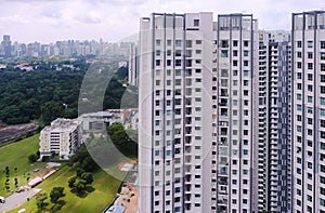 High angle view of SkyResidence in Dawson estate District 3 neighbourhood, modern public residential housing by the government