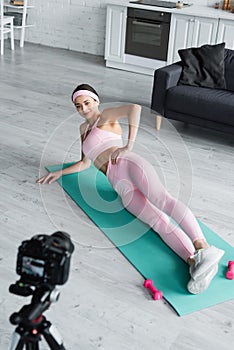 high angle view of sportive woman