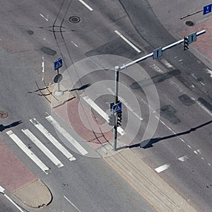 High angle view of a street intersection