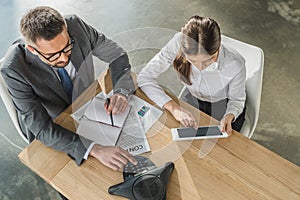 high angle view of successful businessman