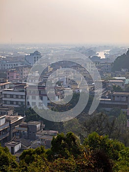 High angle view of the Tanzhou Town cityscape