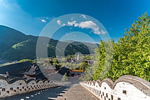 High angle view of the temples in Wutai Mountain, Shanxi Province, China