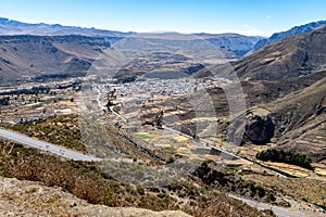 High angle view of the town of Chivay, near Colca Canyon, Peru