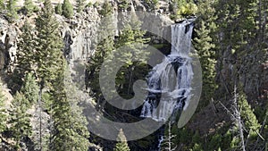 high angle view of undine falls of yellowstone national park in wyoming