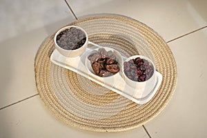 High angle view of various spices on table