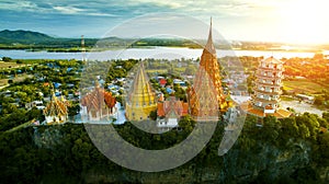 High angle view of wat thumsaue kanchanaburi one of most popular traveling destination in thailand