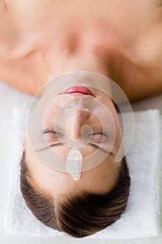 High angle view of woman relaxing in spa