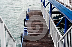 High angle view of wooden pier over sea