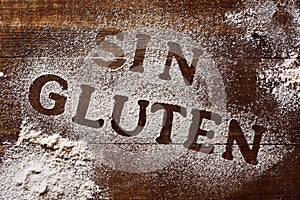 Text gluten free written in spanish photo