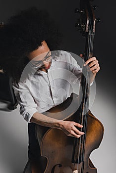 high angle view young man