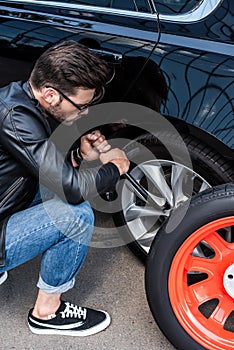 high angle view of young man