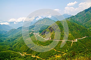 High angle winding road in mountain at sapa ,vietnam