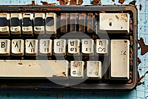high anglebirds eye view of a keyboard with a single key removed photo