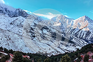 High Atlas Mountains of Imlil in The Snow Period, Morocco