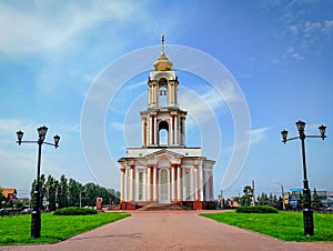 High bell tower near the Kursk Bulge memorial