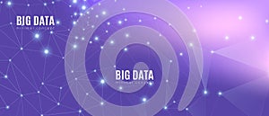 High Big Data Banner. Violet Science Wallpaper.