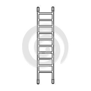 High black and white wooden icon of a fiberglass dielectric ladder with steps for elevation. Construction tool. Vector