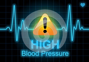 HIGH BLOOD PRESSURE written on heart rate monitor