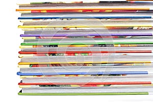 High books stack isolated on white background