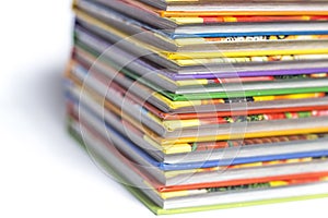 High books stack isolated on white background